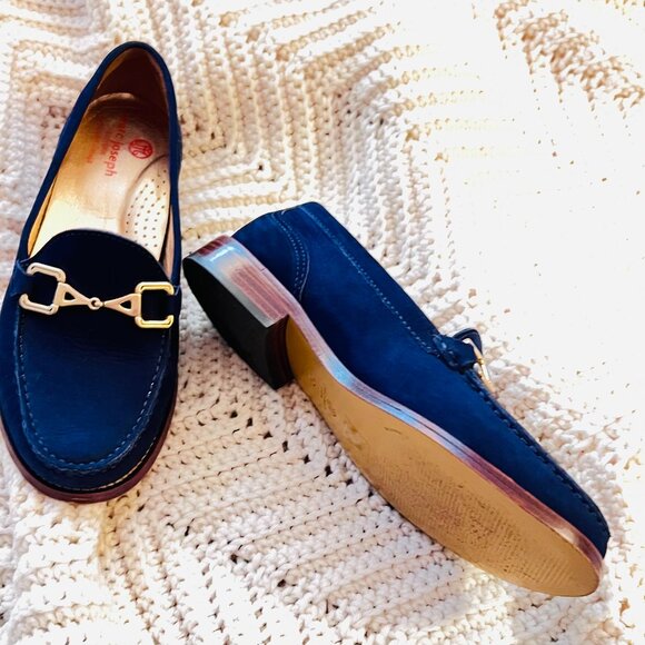 GORGEOUS Marc Joseph Park Ave Fast Blue Nubuck Leather Buckle Loafer - Picture 2 of 8